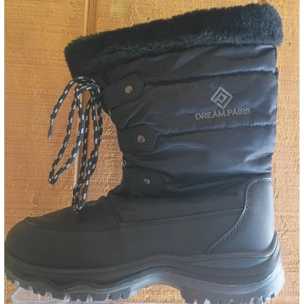 Dream Pairs Nordic Women's Black‎ Mid-Calf Snow Boots Faux Fur Lined US 5